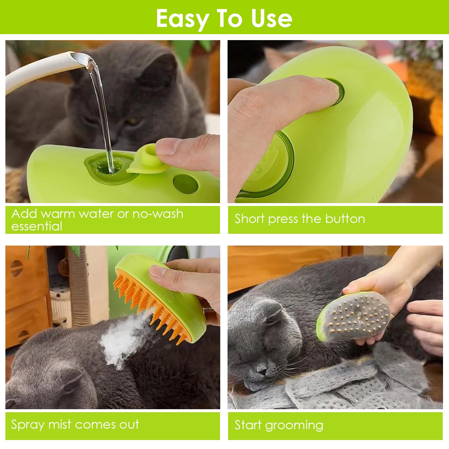 3 In 1 Cat/Dog Grooming Hair Brush with Steamer