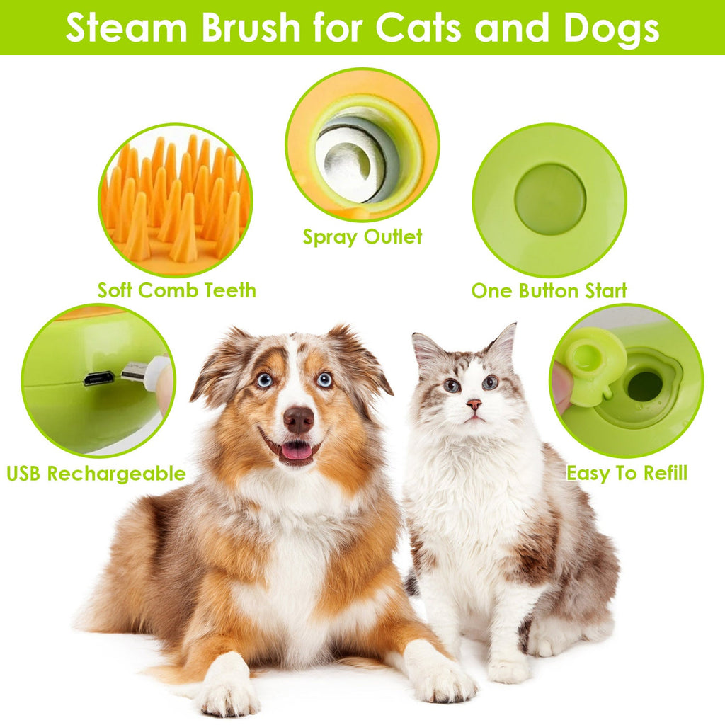 3 In 1 Cat/Dog Grooming Hair Brush with Steamer