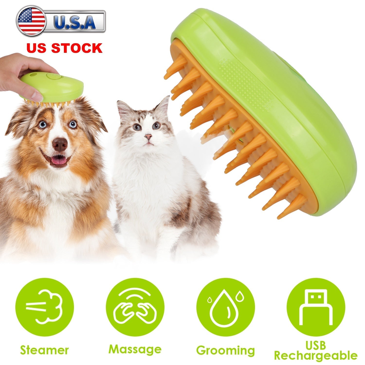 3 In 1 Cat/Dog Grooming Hair Brush with Steamer